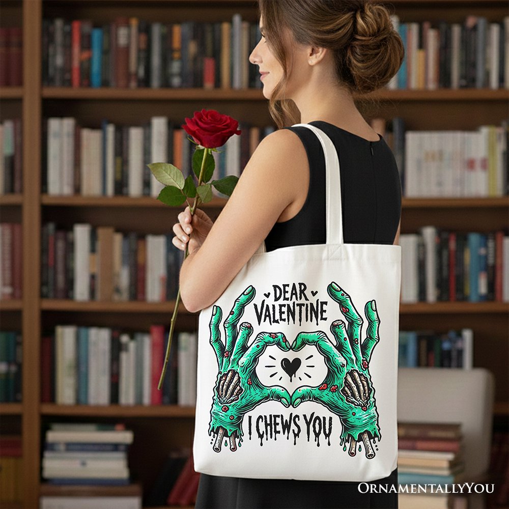 Funny I Chews You and Valentine Canvas Tote Bag