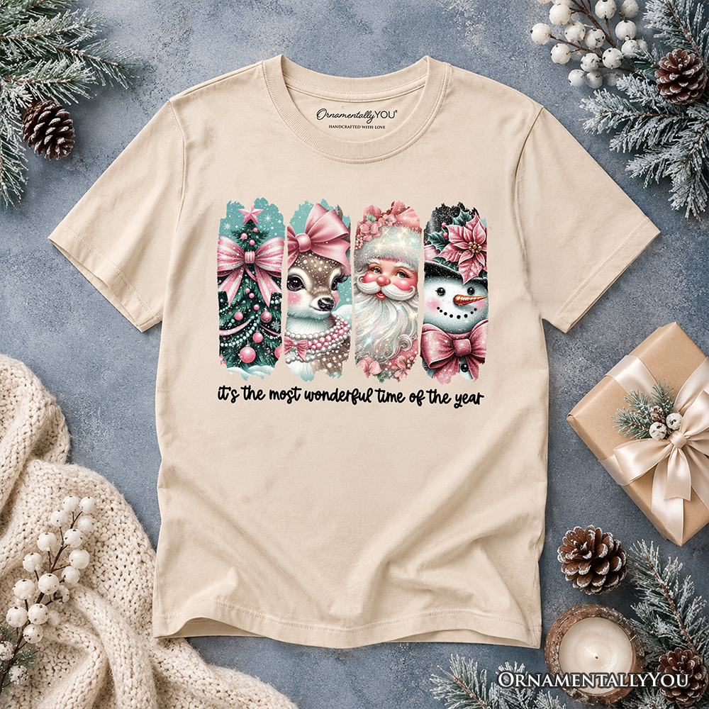 Kids Pink Christmas T Shirt Coquette Holiday Tee