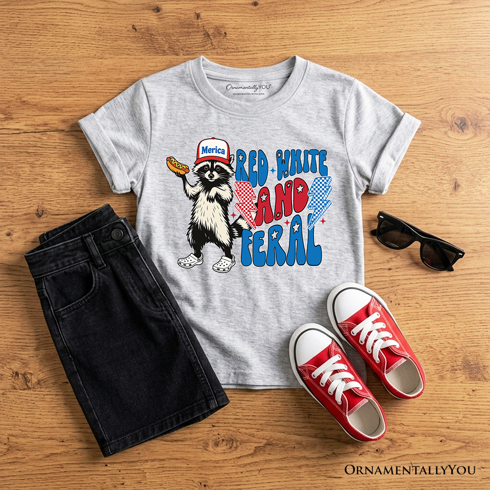 Kids Red White and Raccoon American Shirt