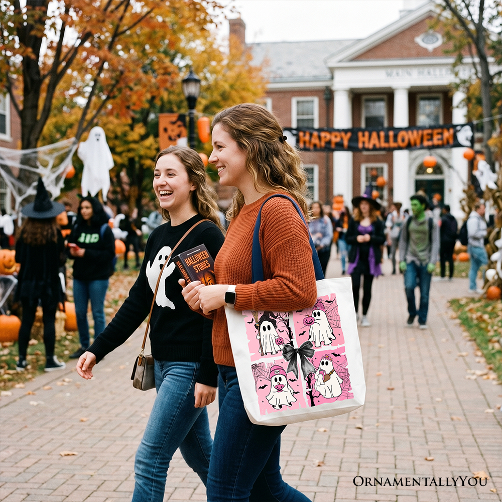 Pink Halloween Ghost Canvas Tote Bag and Gifts