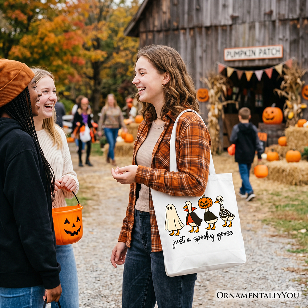 Just a Spooky Goose Canvas Tote Bag for Halloween