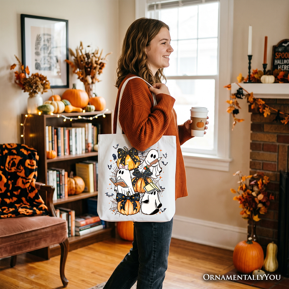 Pink Coquette Halloween Ghost Tote Bag for girls