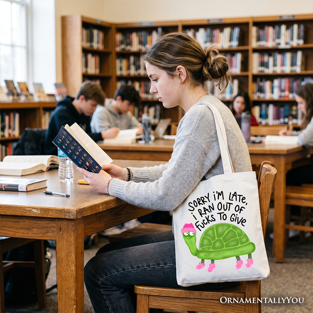 Sarcastic Turtle Tote Bag And A Funny Canvas Gift