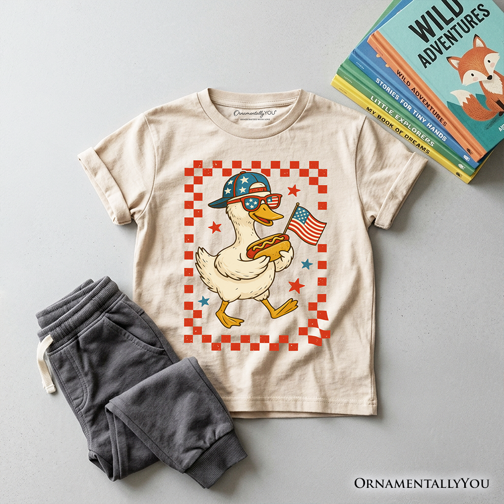 Kids Patriotic Duck Tee For The Fourth Of July