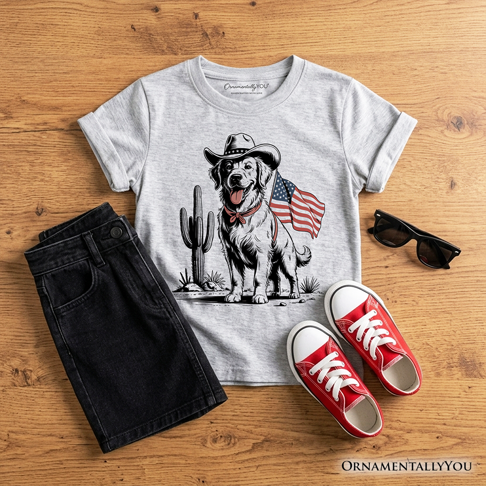 Kids American Cowboy Dog Tee For The Littles