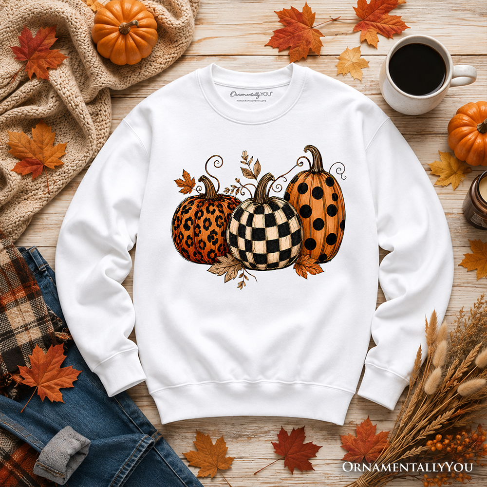 Leopard Checkered Pumpkin Sweatshirt and Fall
