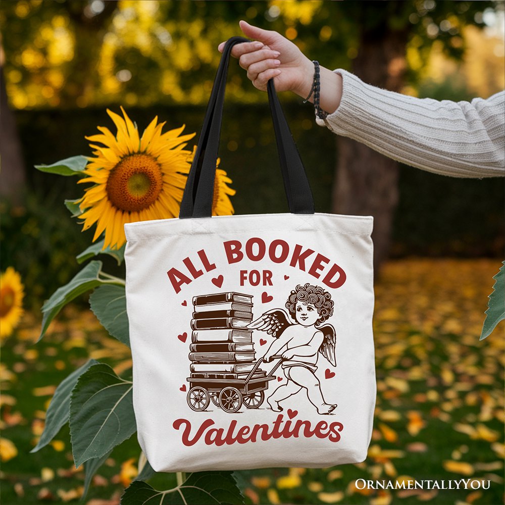 All Booked for Valentines Cupid Canvas Tote Bag