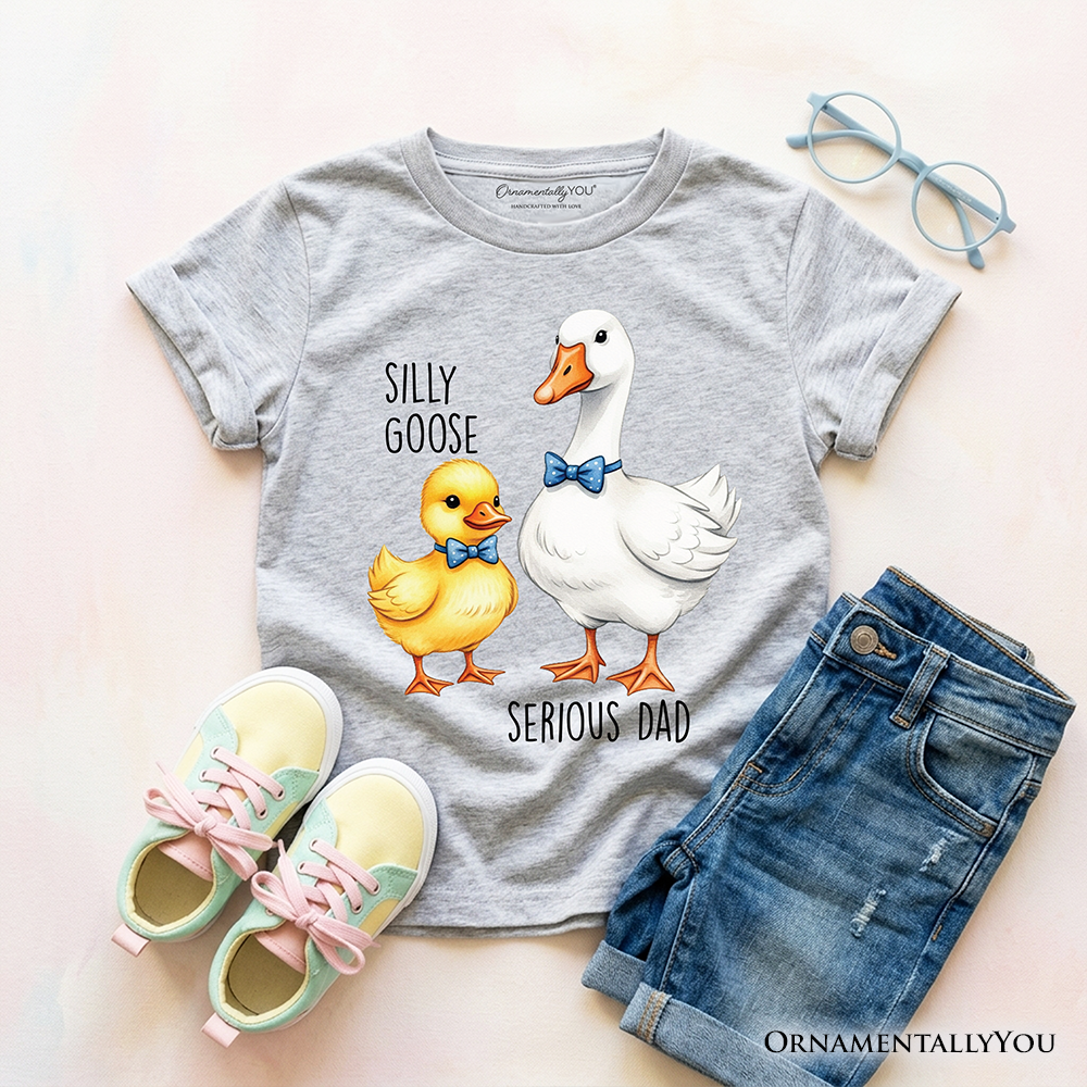 Cute Kids Silly Goose and Serious Dad Tie Shirt