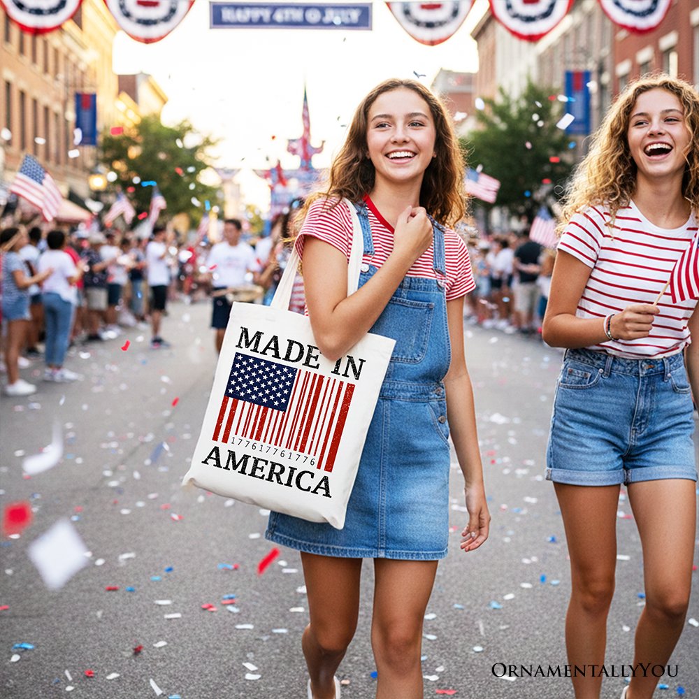 Patriotic American Barcode Canvas Tote Bag