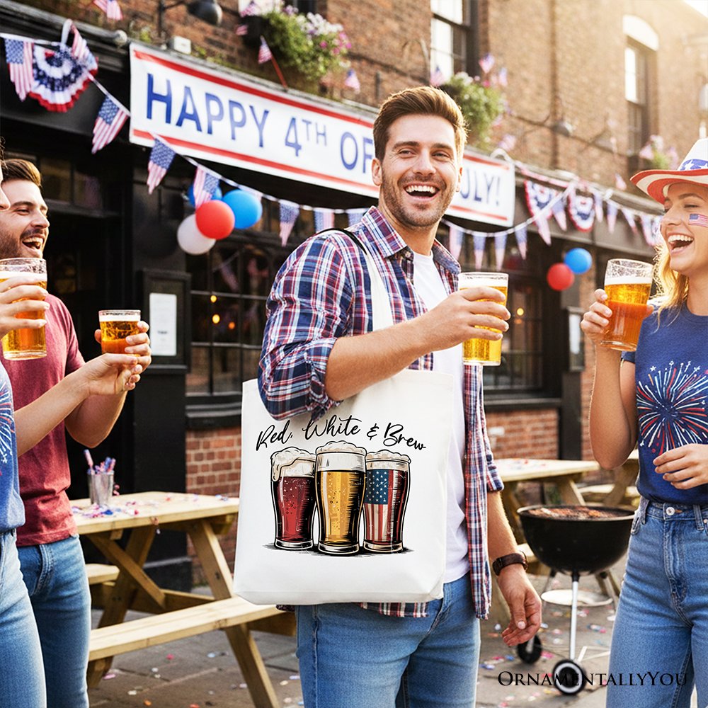 Red White and Brew Patriotic USA Canvas Tote