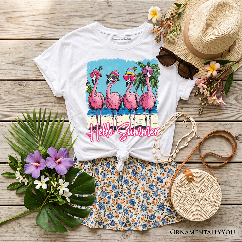Soft Cotton Tee for Kids Flamingo Summer Beach
