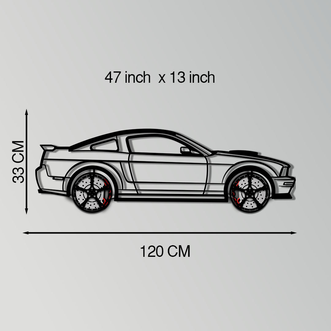 Ford Mustang GTR (2008) Metal Car Wall Art with Rotating Wheels - Modern Muscle Silhouette Decor - Interactive Automotive Wall Art - KAFMEKA139 - Tampa Home & Garden Store