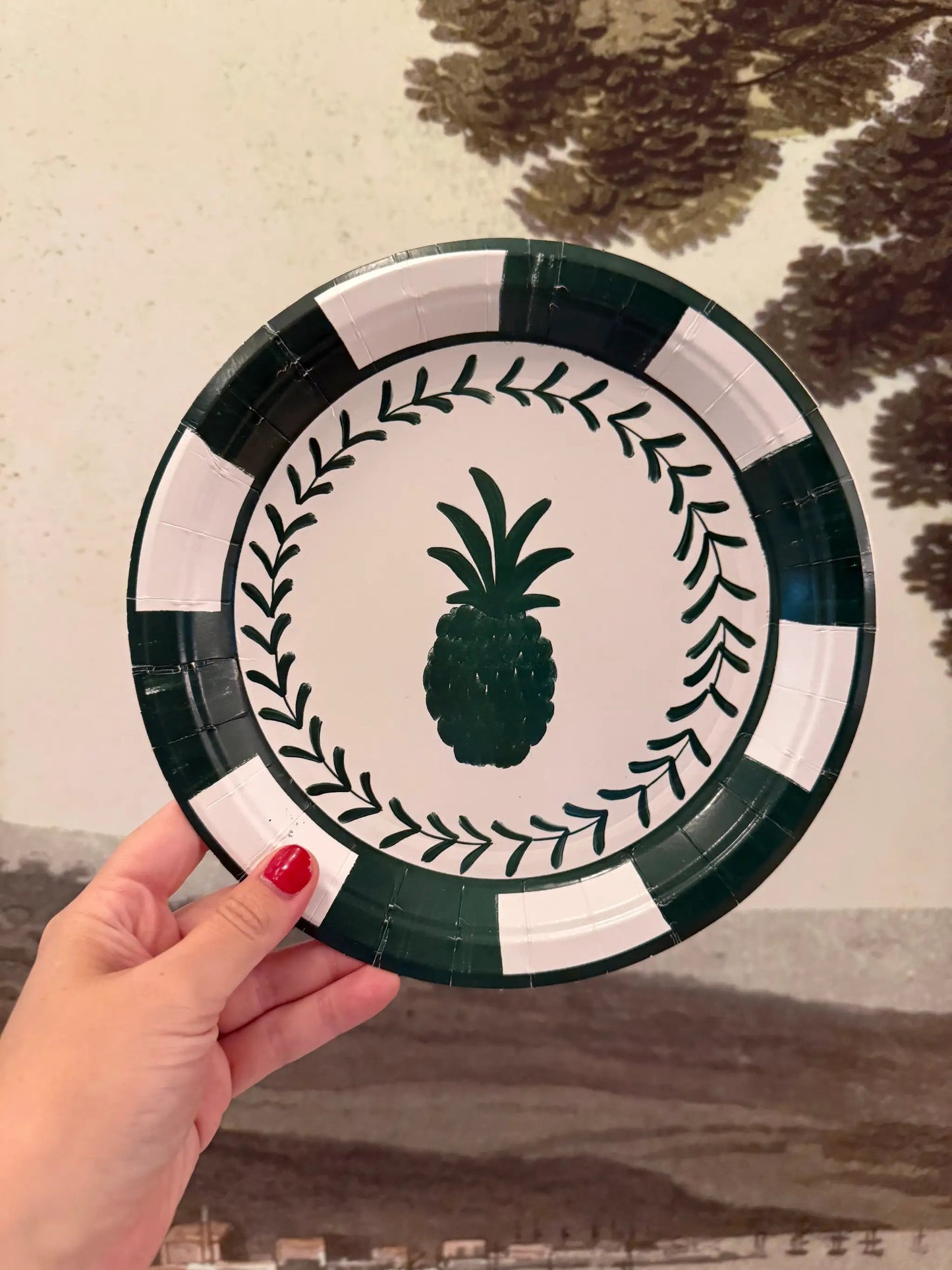 Forest Green Pineapple Dessert Plate 8-pack Pavilion Paper on Tampa Home & Garden Store