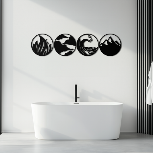 Four Elements Metal Wall Art - Fire, Air, Water, Earth Symbol Set - KAF156 - Tampa Home & Garden Store