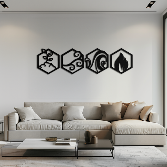 Four Elements Metal Wall Art - Modern Elemental Symbol Decor - KAF090 - Tampa Home & Garden Store