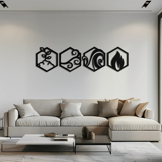 Four Elements Metal Wall Art - Modern Elemental Symbol Decor - KAF090 - Tampa Home & Garden Store