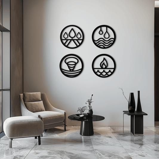 Four Elements Metal Wall Art - Steel Wall Decor for Home and Office - KAF010 - Tampa Home & Garden Store
