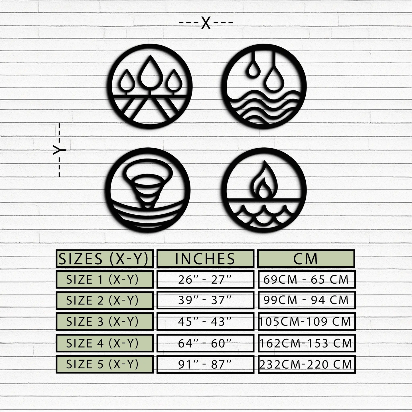 Four Elements Metal Wall Art set of four circular icons by Enova Art on Tampa Home & Garden Store