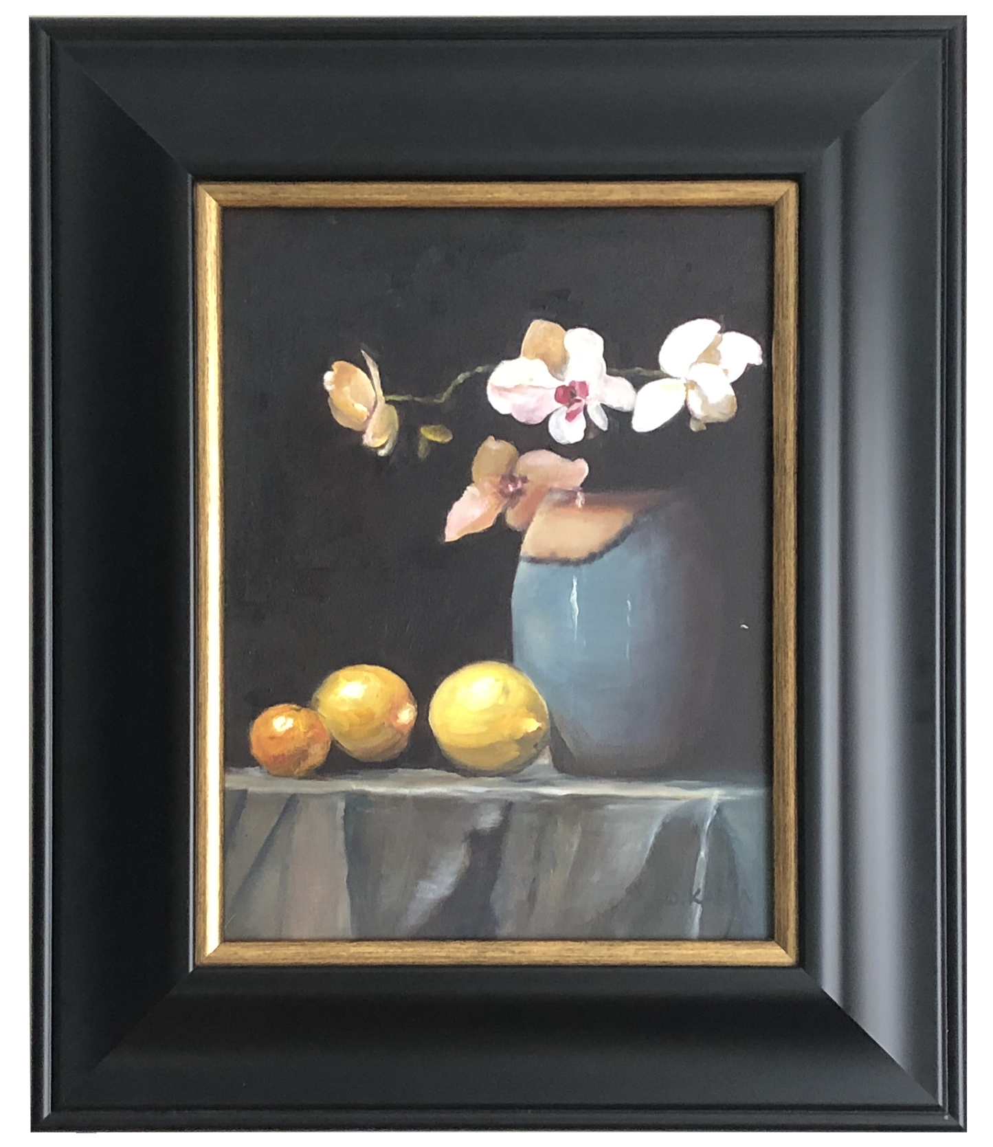 Framed Art Oil Painting - Still Life with Orchids and Lemons - Tampa Home & Garden Store