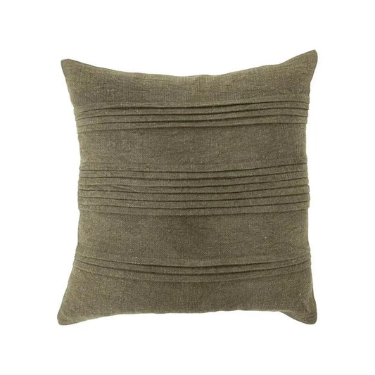 Francis Pillow Cover olive green with pleated bands mid century inspired on Tampa Home & Garden Store