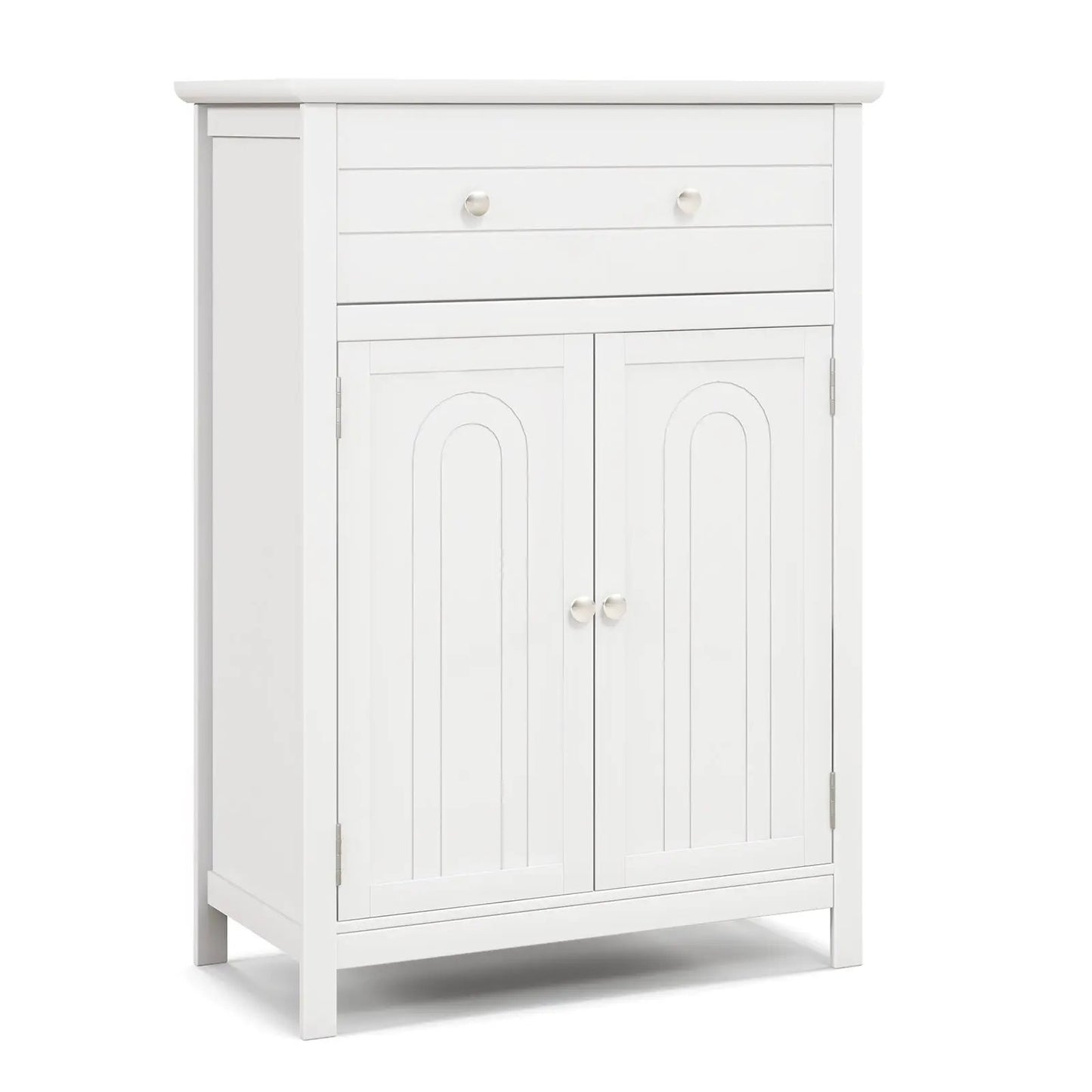 Wooden Bathroom Floor Cabinet with Drawer and Adjustable Shelf-Gray - Tampa Home & Garden Store