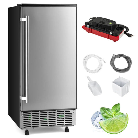Freestanding ice maker in stainless steel with hoses, ice bin and scoop by DirectDeals on Tampa Home & Garden Store
