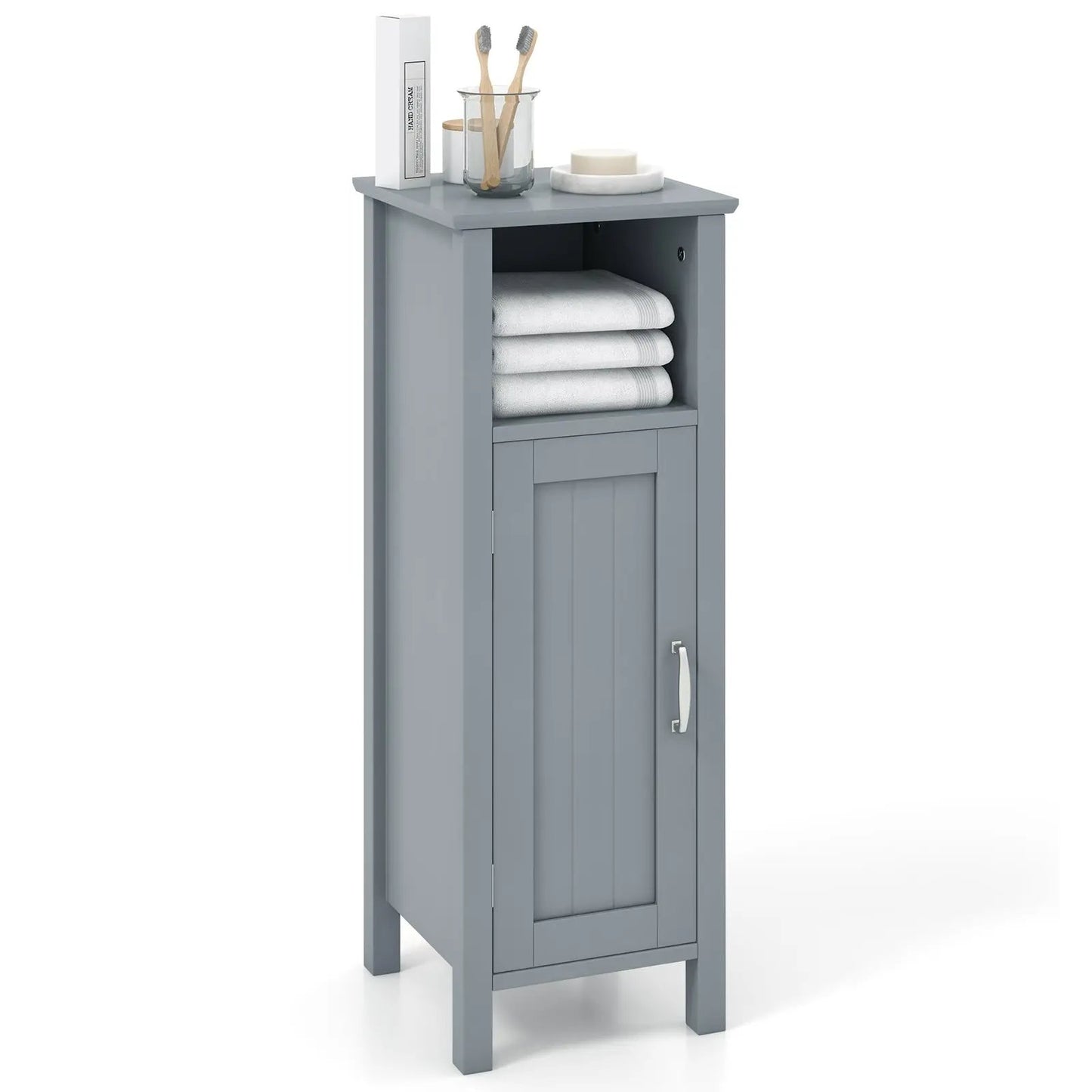 1-Door Freestanding Bathroom Cabinet with Open Shelf - Tampa Home & Garden Store