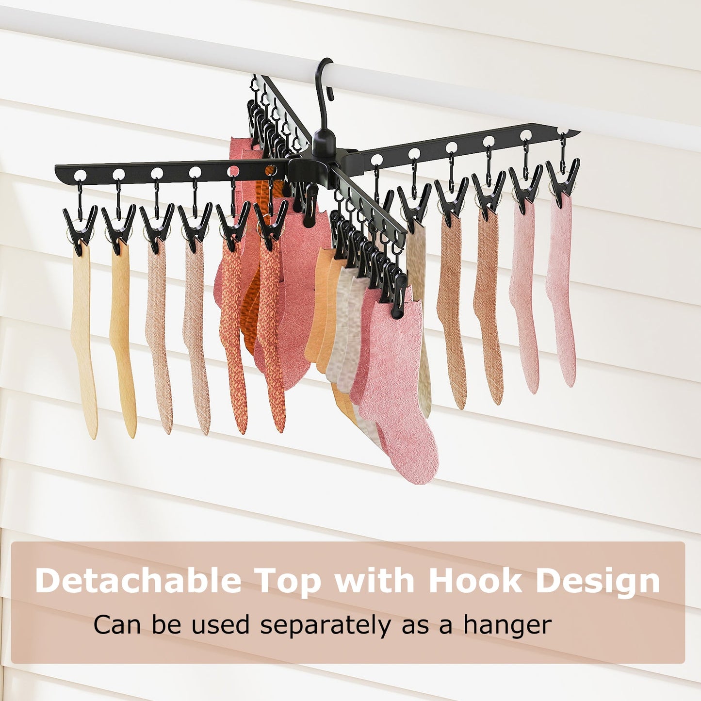Estante de secado de ropa plegable independiente de 3 niveles con trípode y 24 clips - Negro