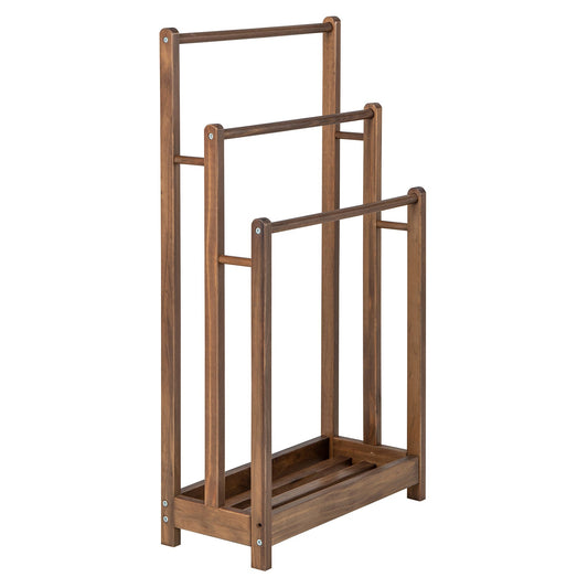 Freestanding Towel Rack 3-Bar Hand Towel Drying Stand with Bottom Storage Shelf-Rustic Brown - Tampa Home & Garden Store