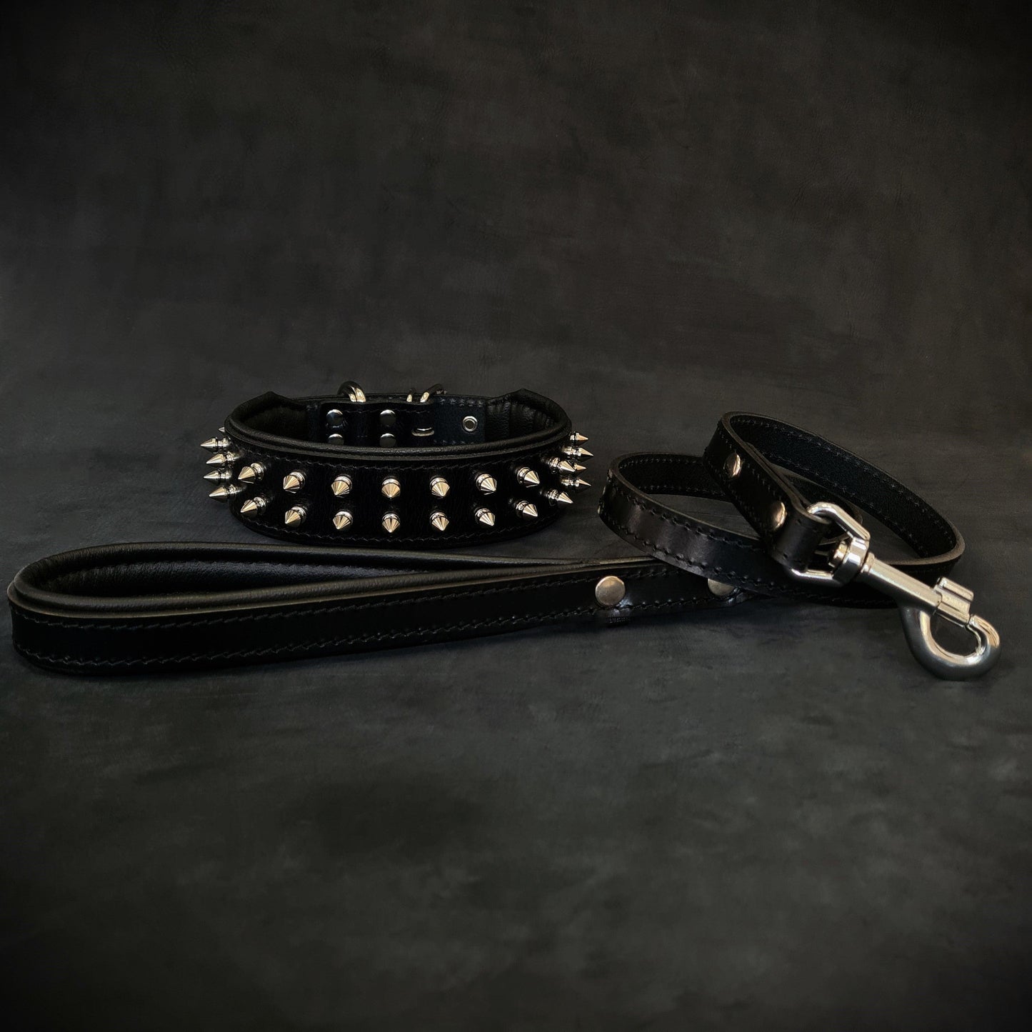 "Frenchie" Set- collar & leash. Black - Tampa Home & Garden Store