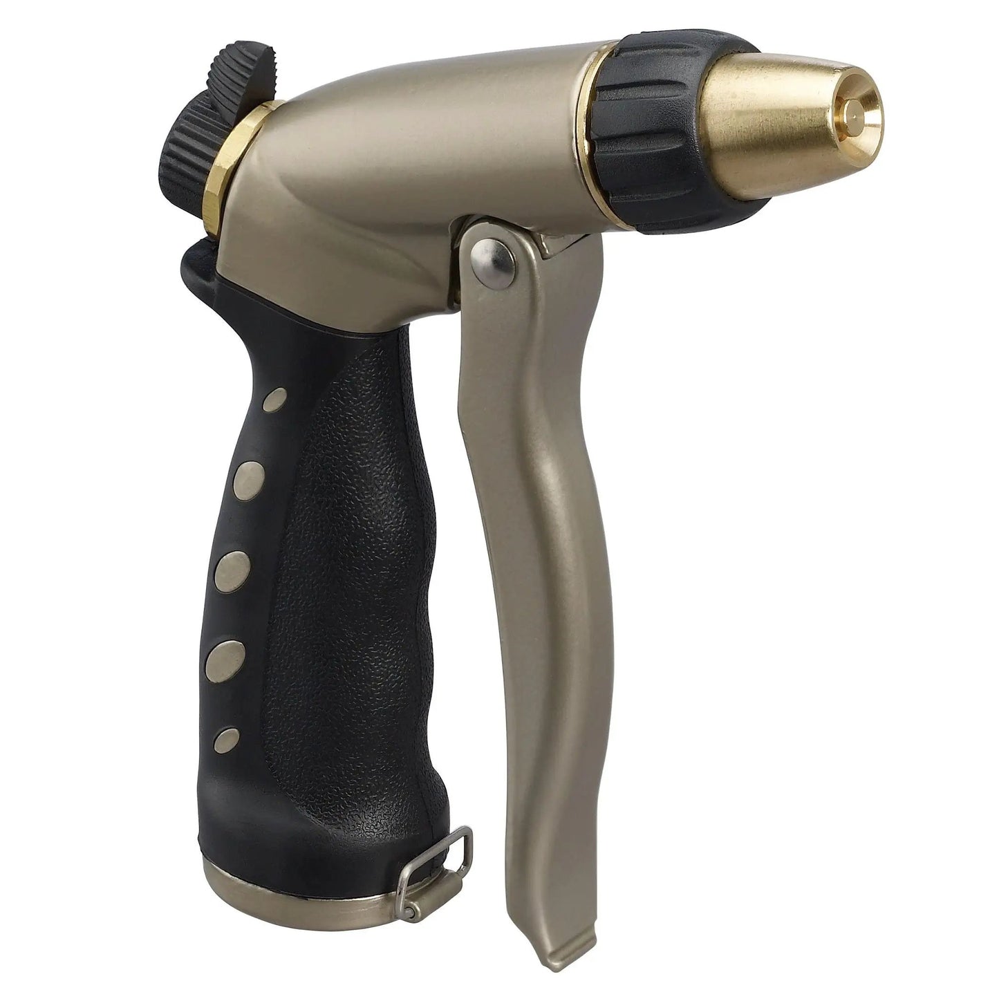 Adjustable zinc front trigger nozzle by Orbit Irrigation with brass tip and pistol grip on Tampa Home & Garden Store