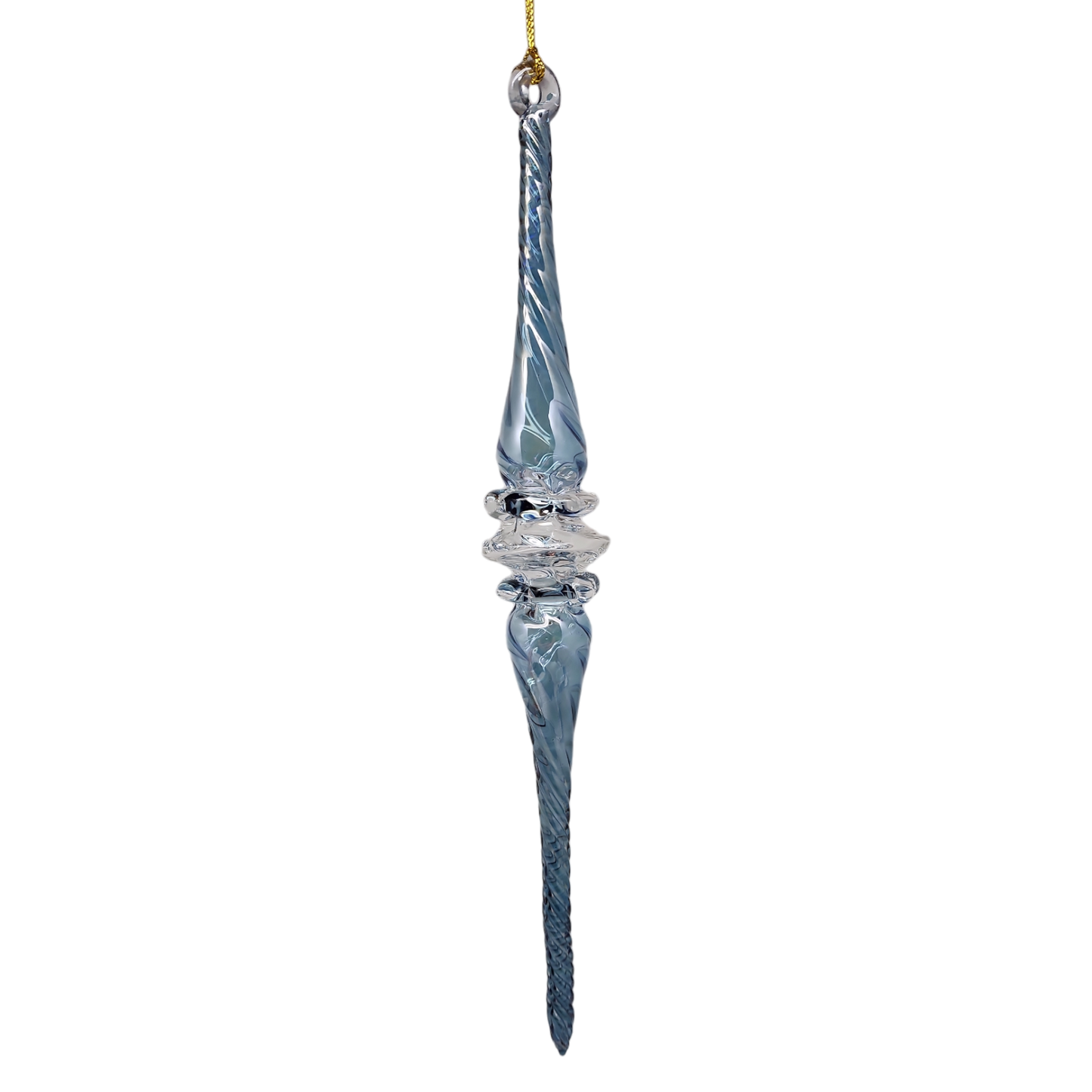 Frosted Blue Swirl Spire Ornament - Tampa Home & Garden Store