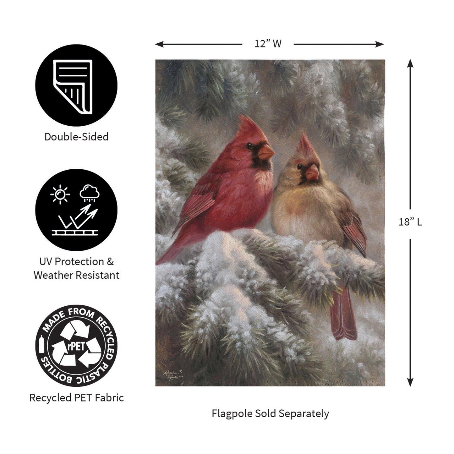Frosted Cardinals Suede Garden Flag - Tampa Home & Garden Store