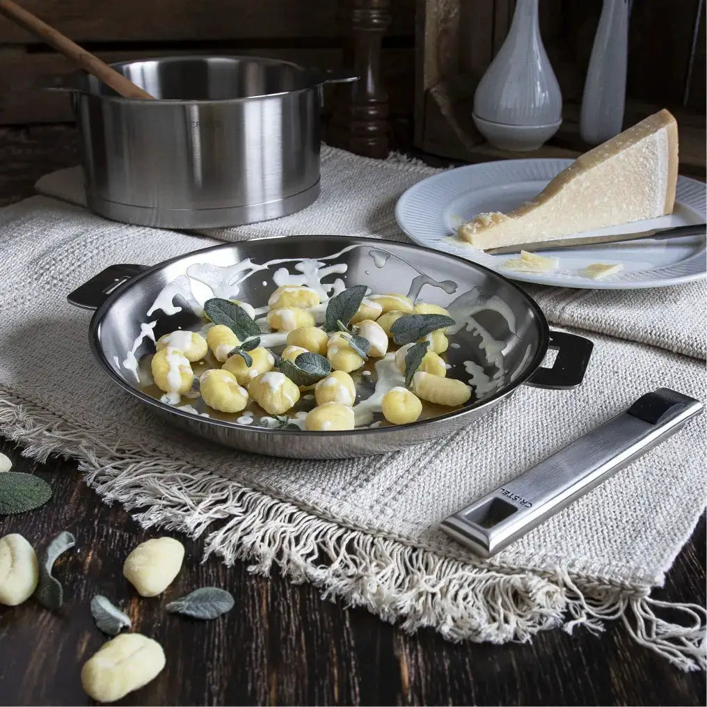 Stainless steel frying pan with detachable handle CRISTEL USA skillet with side handles on Tampa Store on Tampa Home & Garden Store