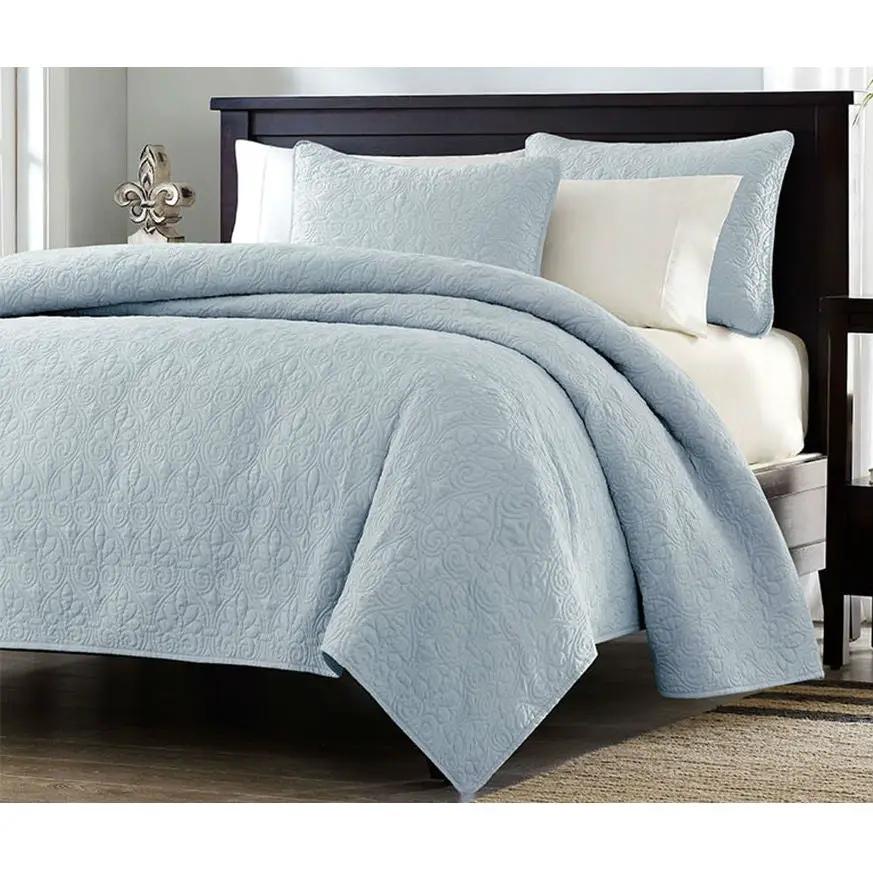 Quilted bedspread coverlet with 2 shams, light blue, Full/Queen, HomePacific on Tampa Home & Garden Store
