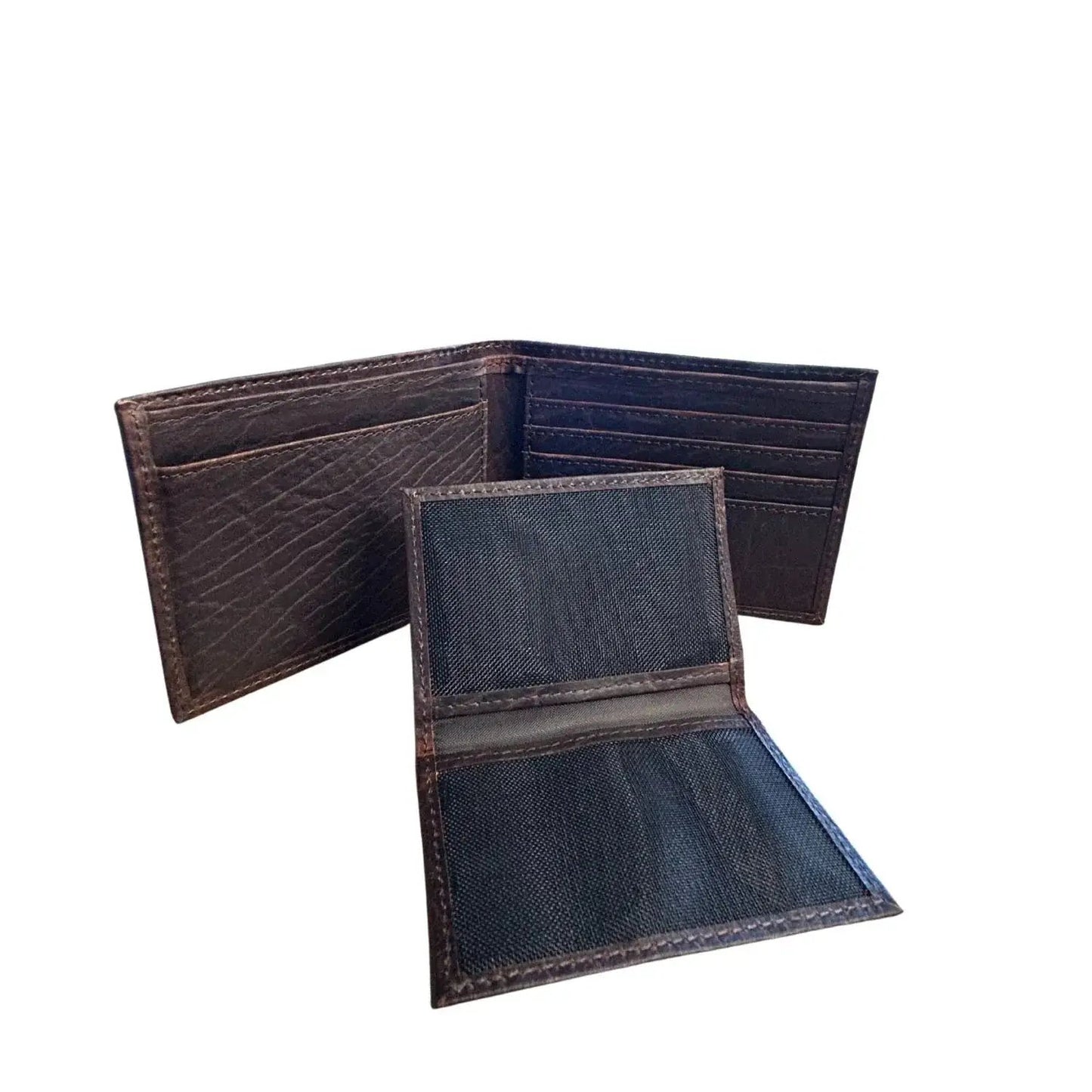 Full-Grain Bifold Leather Wallet with RFID in dark brown with multiple card slots on Tampa Home & Garden Store