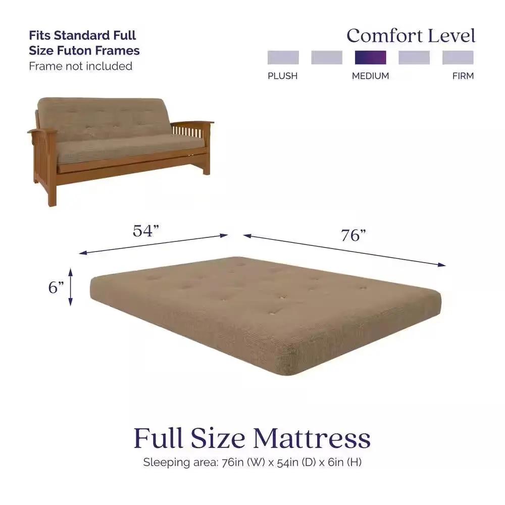Full size 6 inch thick innerspring futon mattress in tan 76x54 by HomePacific on Tampa Home & Garden Store