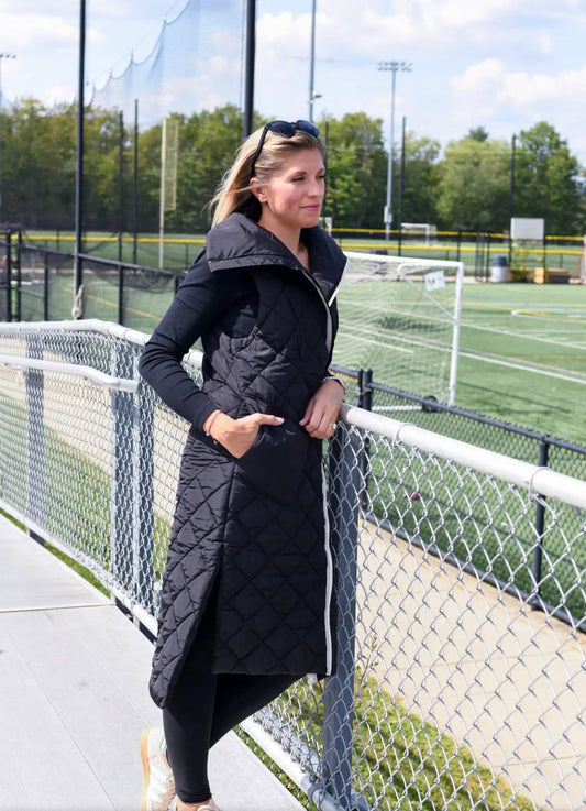Sideliner Water Resistant Puffer Vest black quilted outerwear with oversized collar on Tampa Home & Garden Store