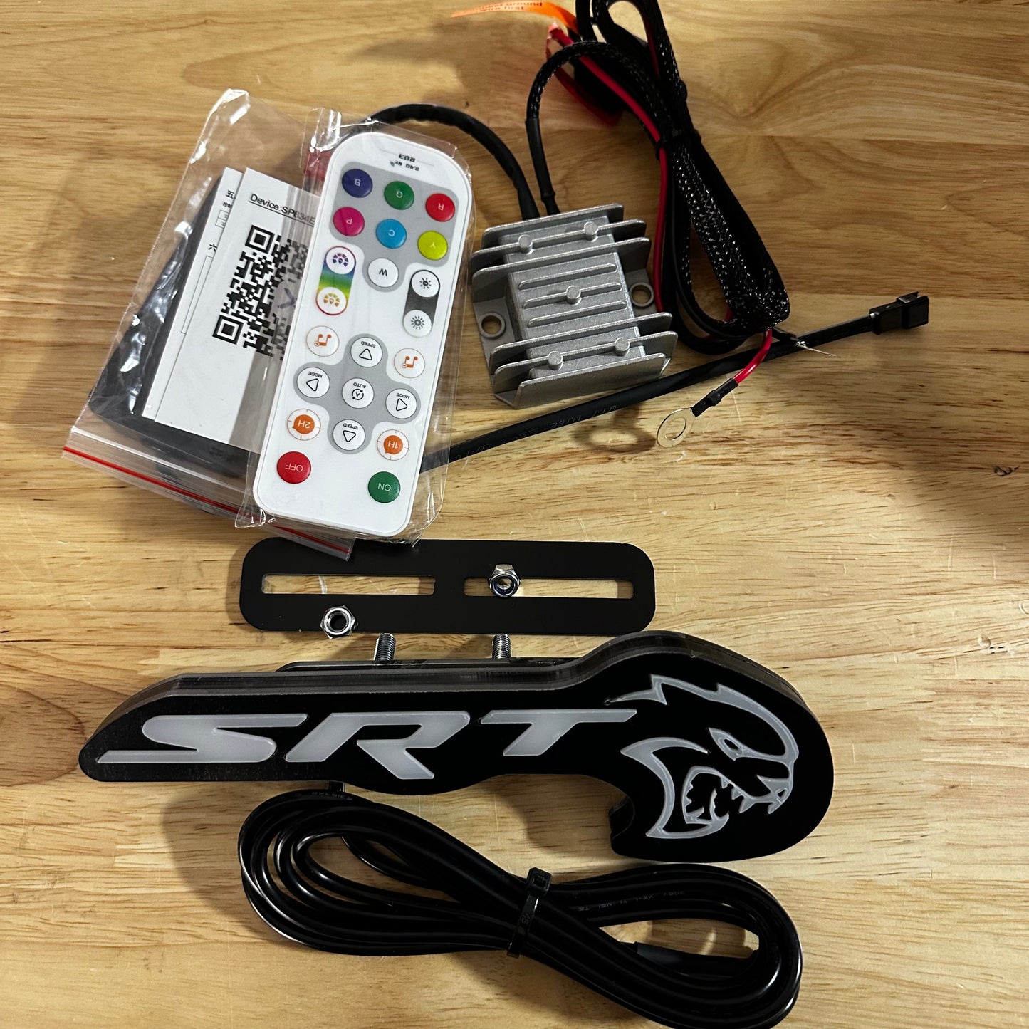LED badge SRT Hellcat RGBW Flow Series with remote, heat sink, mounting plate by AutoLEDTech on Tampa Home & Garden Store