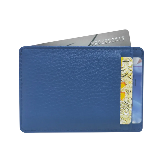 Full grain leather travel wallet blue with card slots on Tampa Home & Garden Store