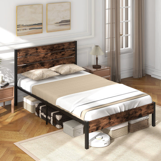 Full/King/Queen/Twin Size Bed Frame with High Headboard and Mute Bar-Full Size - Tampa Home & Garden Store