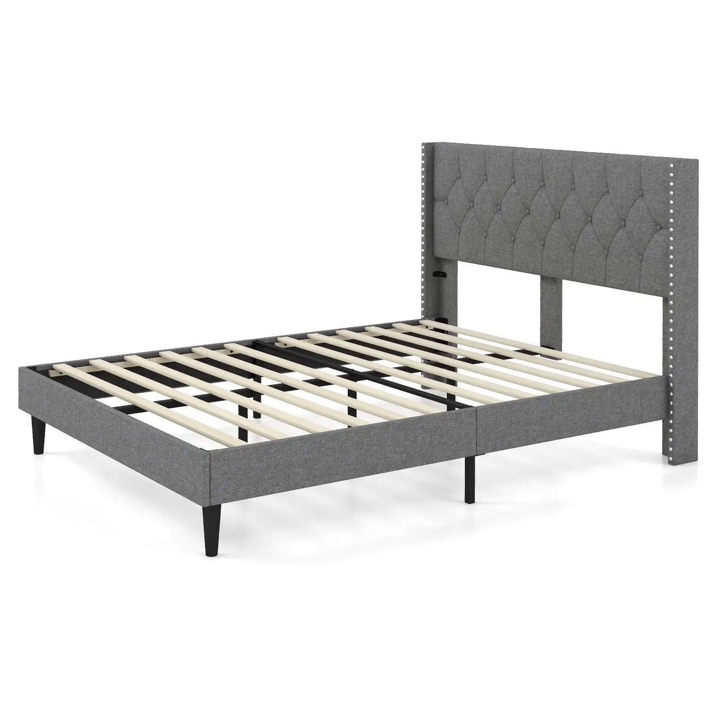 Full/Queen Size Upholstered Platform Bed with Button Tufted Headboard-Queen Size - Tampa Home & Garden Store