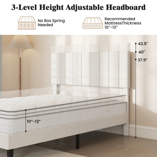 Full size velvet platform bed with white tufted headboard by DirectDeals on Tampa Home & Garden Store