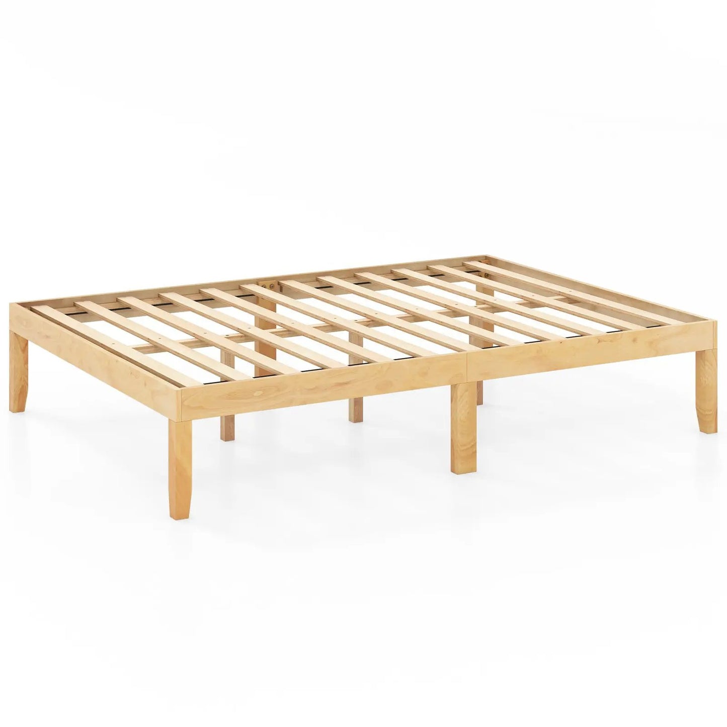 Full Size Wood Bed Frame with Wooden Slats Support and Rubber Wood Legs-Espresso - Tampa Home & Garden Store