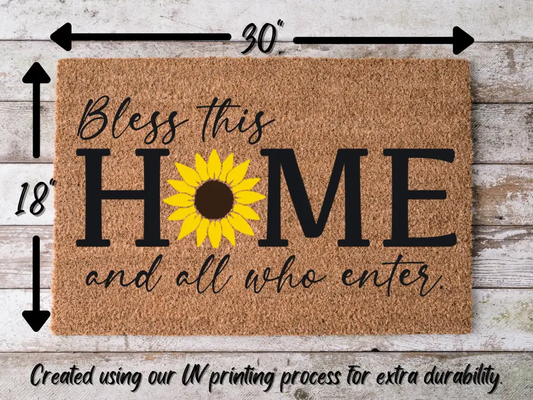 Funny Doormat, Coir Doormat, Welcome Mat, Housewarming Gift, Bless This Home and All Who Enter Doormat, Front Door Doormat, Sunflower Doormat, New Homeowner Gift DECOE-CM-149 - Tampa Home & Garden Store