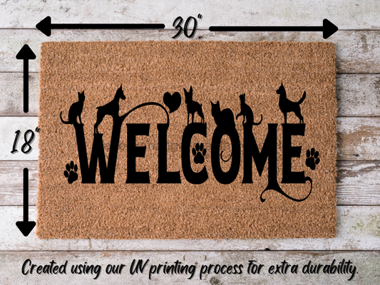 Funny Doormat, Coir Doormat, Welcome Mat, Housewarming Gift, Cats and Dogs Welcome Doormat, Cats and Dogs Front Door Doormat, Welcome Doormat, New Homeowner Gift DECOE-CM-091 - Tampa Home & Garden Store