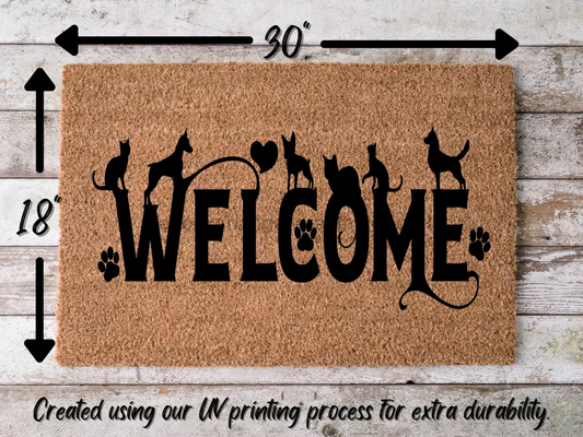 Funny Doormat, Coir Doormat, Welcome Mat, Housewarming Gift, Cats and Dogs Welcome Doormat, Cats and Dogs Front Door Doormat, Welcome Doormat, New Homeowner Gift DECOE-CM-091 - Tampa Home & Garden Store