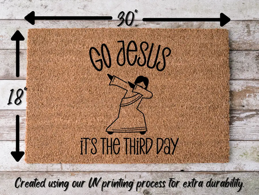 Funny Doormat, Coir Doormat, Welcome Mat, Housewarming Gift, Go Jesus, It's The Third Day Welcome Doormat, Go Jesus Front Door Doormat, Welcome Doormat, New Homeowner Gift DECOE-CM-098 - Tampa Home & Garden Store