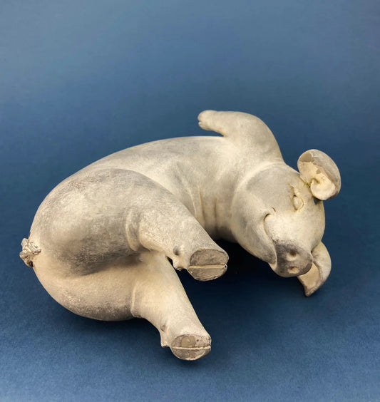 Funny Piglet Figurine gray sculpture showing grouped piglets on Tampa Home & Garden Store