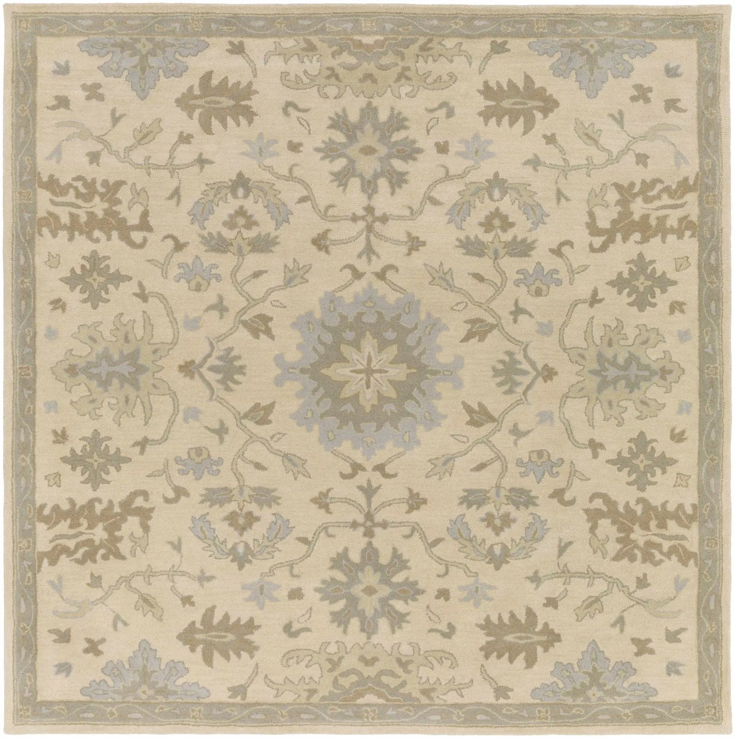 Hazen 1197 Hand Tufted Light Beige Wool Rug blue-grey accents Boutique Rugs on Tampa Home & Garden Store